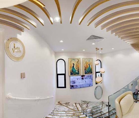 Reception hall with gold arched ceiling